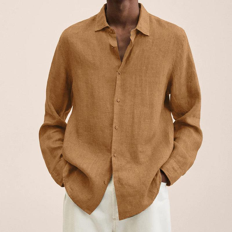 Long Sleeve Lapel Shirt Men's Loose Button Cardigan Shirt Top Mens Clothing