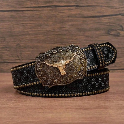 Punk Embossed Western Cowboy Belt - Elevate Your Style with Edgy Authenticity