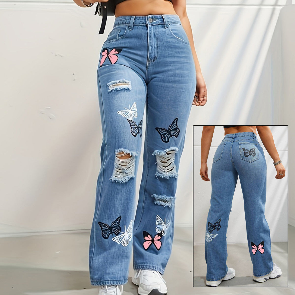 High Waisted Straight Leg Jeans For Women Trendy