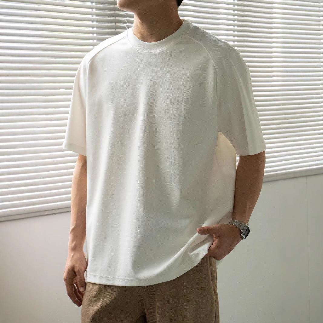 Mens Loose-Fit Patchwork T-Shirt Top