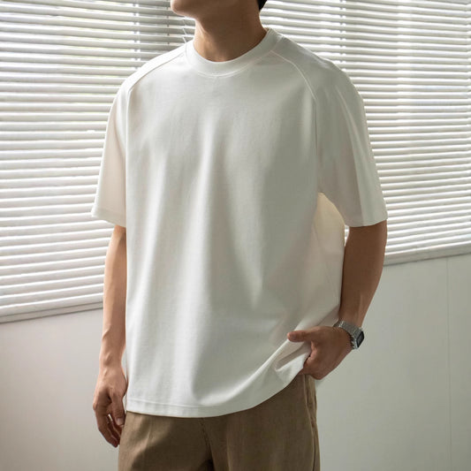 Mens Loose-Fit Patchwork T-Shirt Top