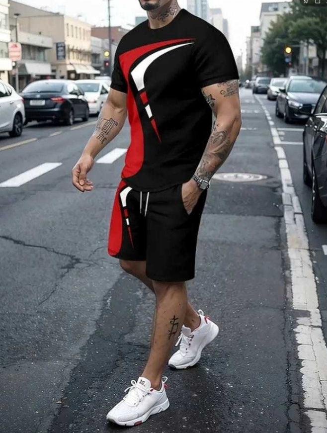Men’s Printed T-Shirt and Shorts Sportswear Casual Set