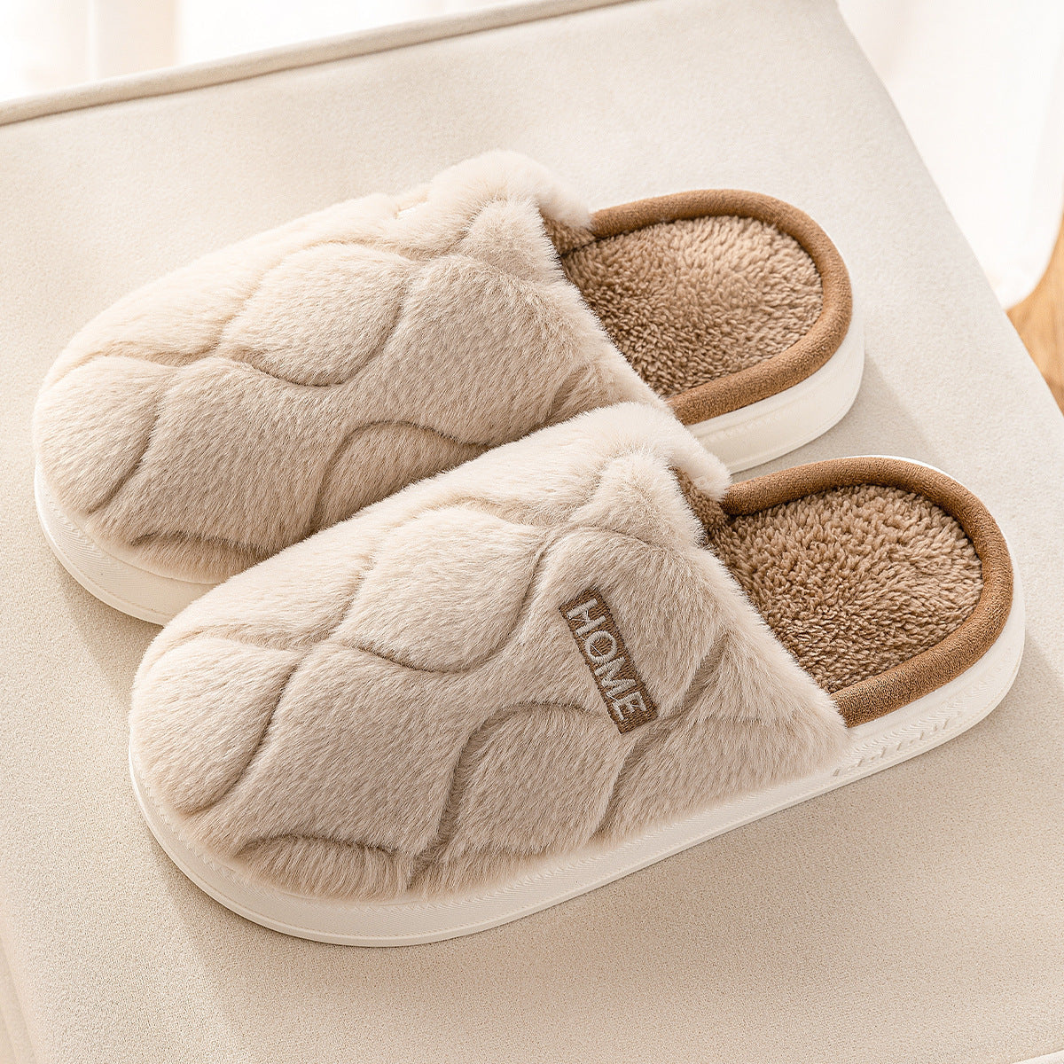 Plush Slippers Winter For Women Indoor Floor Bedroom Home Slipper Warm Solid House Shoes