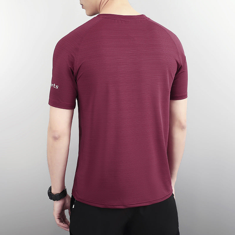 Summer Thin Breathable Men's Ice Silk Quick-drying T-shirt Sports Casual Round Neck Oversized Men's Wear T-shir