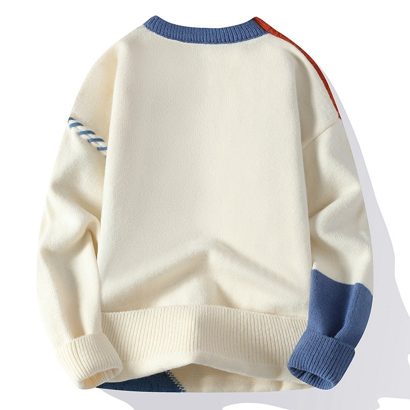 Colorblock Pullover Sweater Winter Fashion Long Sleeve Knitted Top Men's Clothing Koalakits36