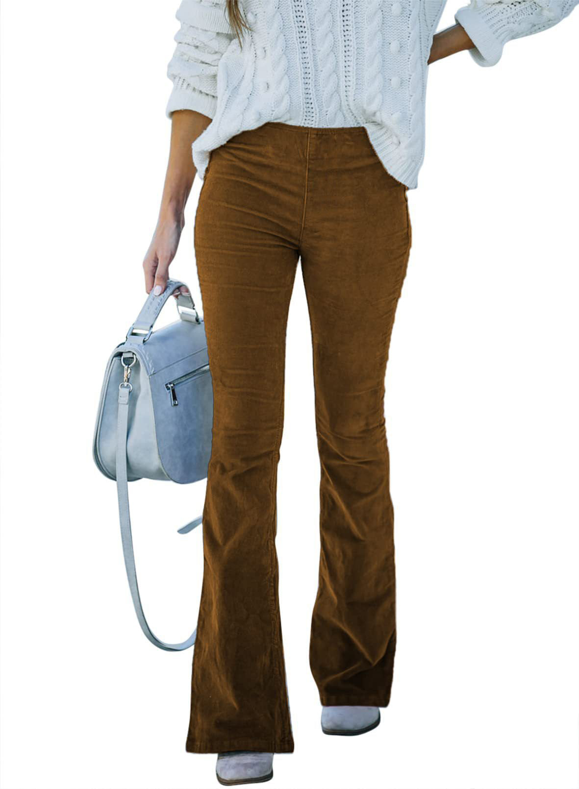 Corduroy High Waist Flared Pants Fashion Casual Slim Solid Color Trousers Women's Clothing Koalakits36