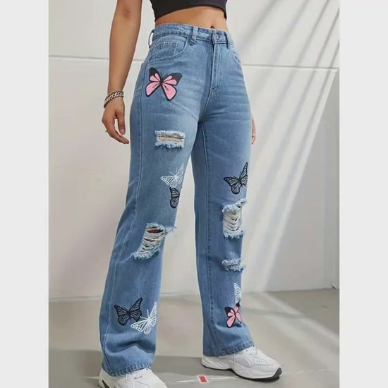 High Waisted Straight Leg Jeans For Women Trendy