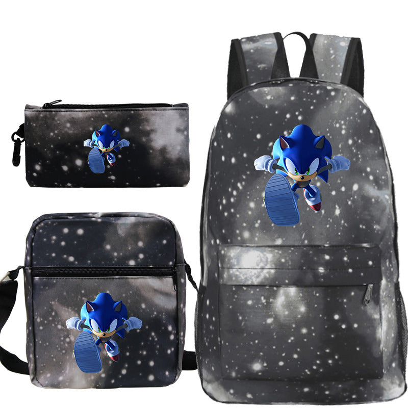 Blue hedgehog pattern backpack