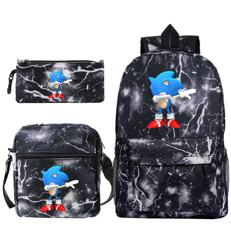 Blue hedgehog pattern backpack