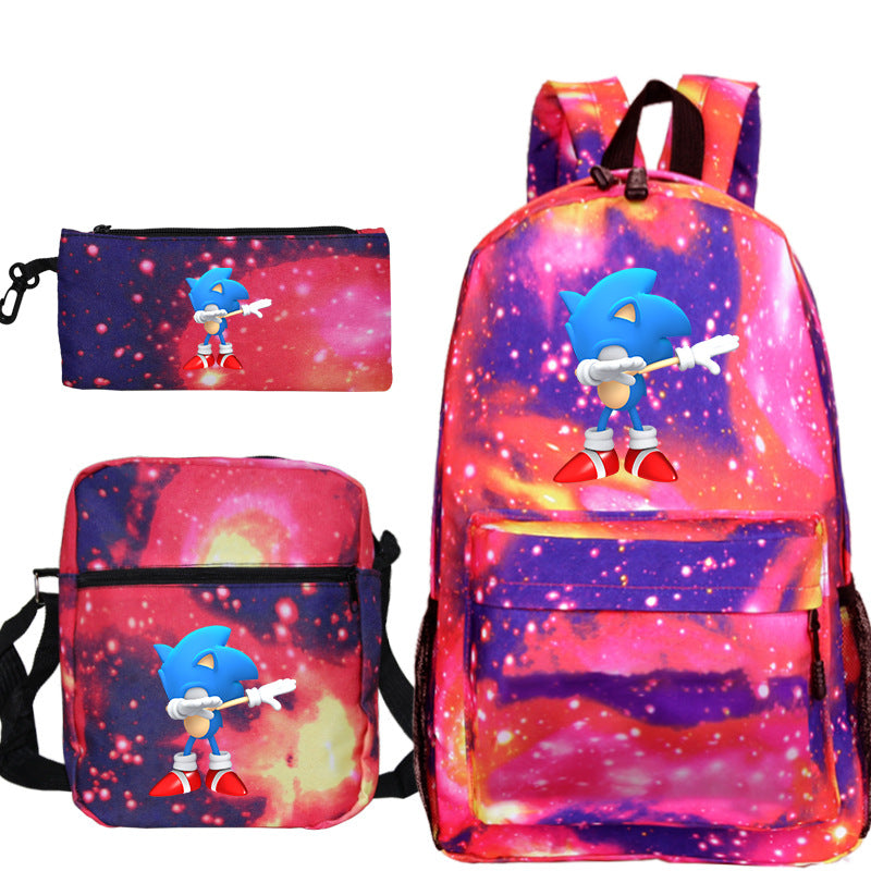 Blue hedgehog pattern backpack