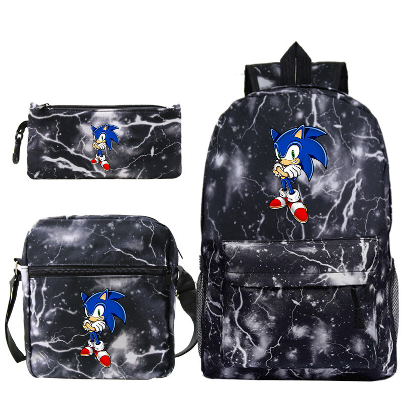 Blue hedgehog pattern backpack