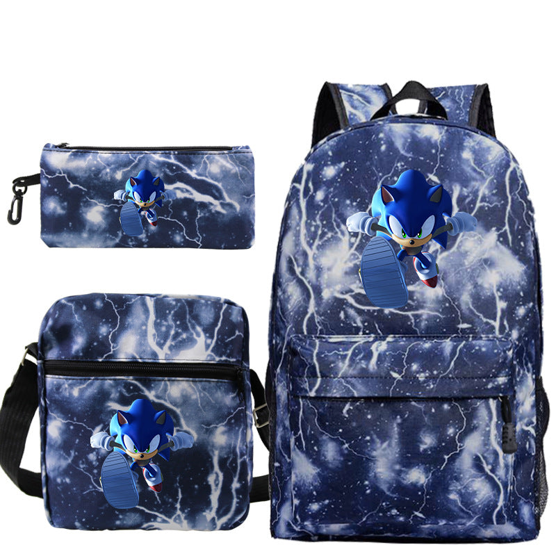 Blue hedgehog pattern backpack