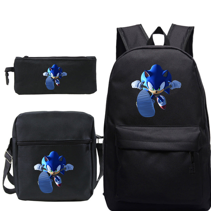 Blue hedgehog pattern backpack