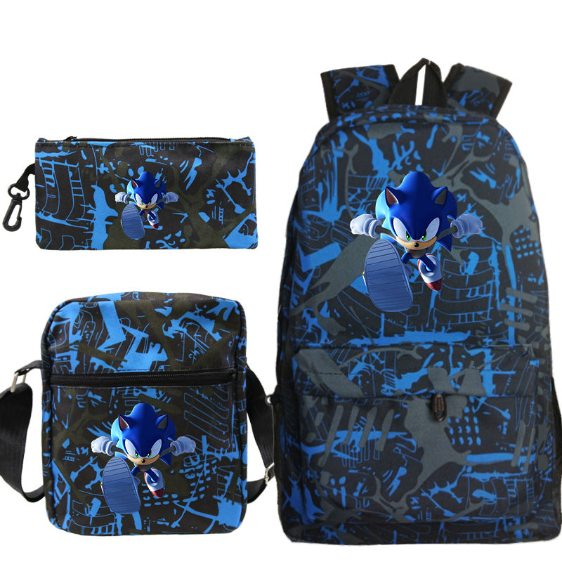 Blue hedgehog pattern backpack