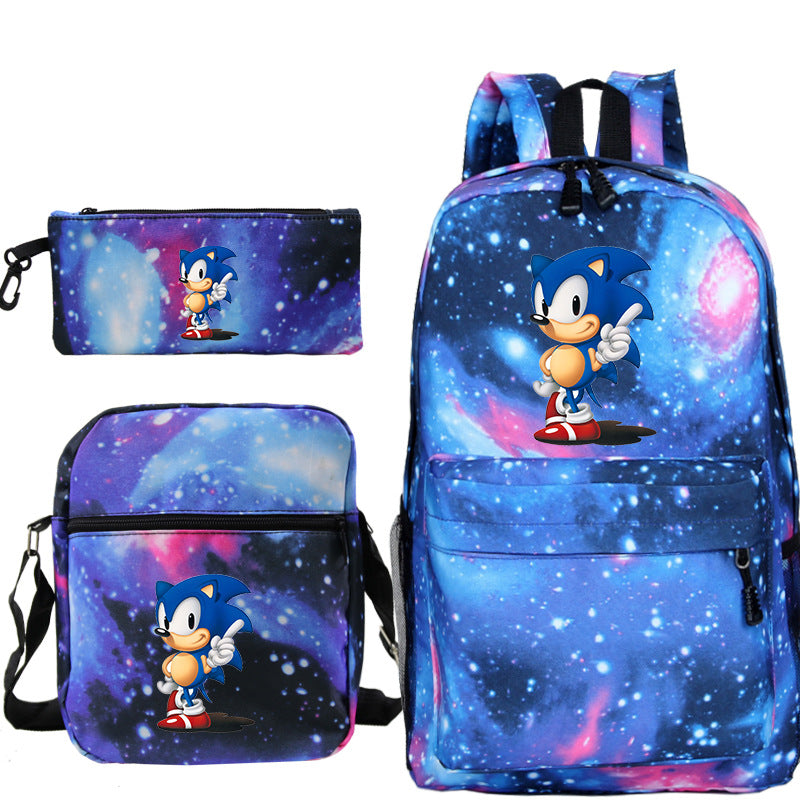 Blue hedgehog pattern backpack