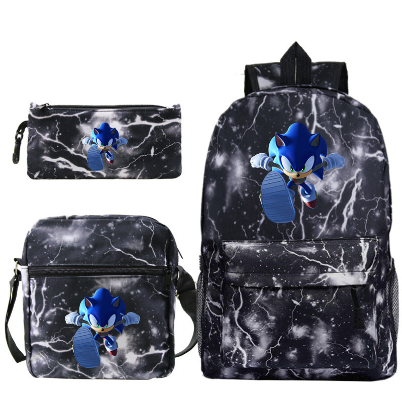 Blue hedgehog pattern backpack