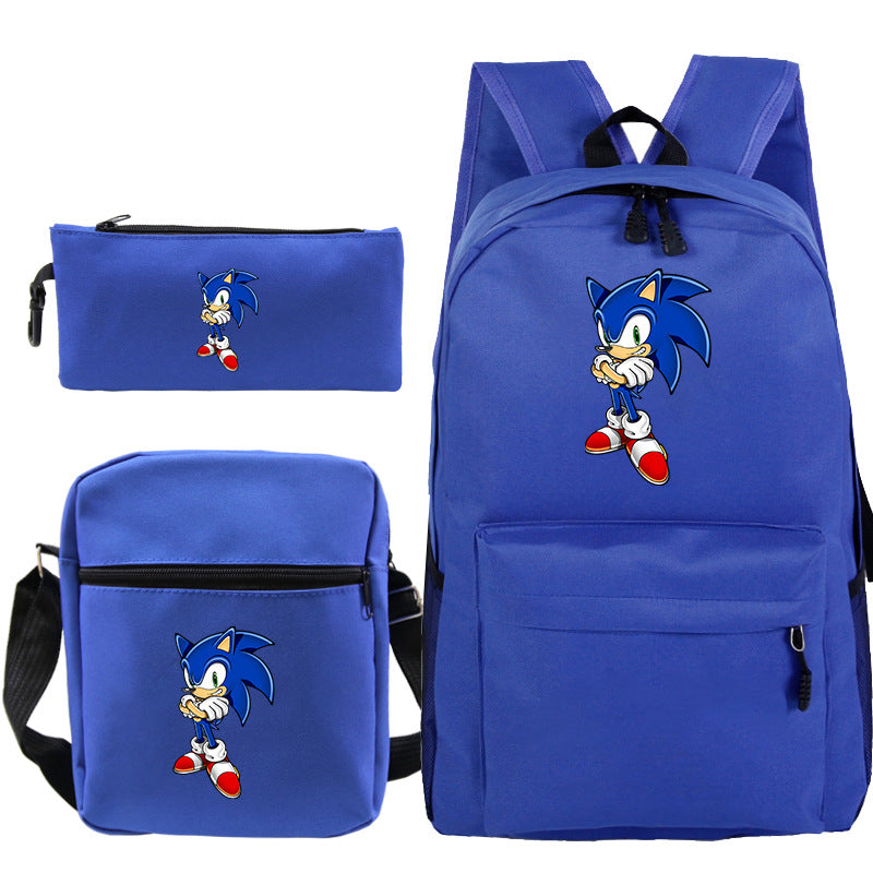 Blue hedgehog pattern backpack