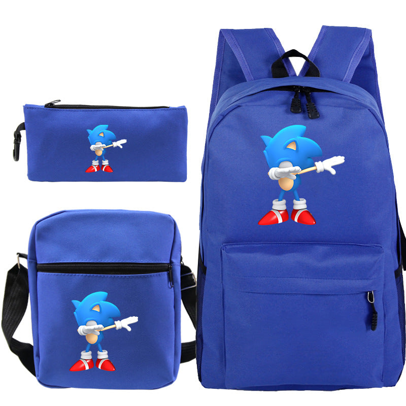 Blue hedgehog pattern backpack