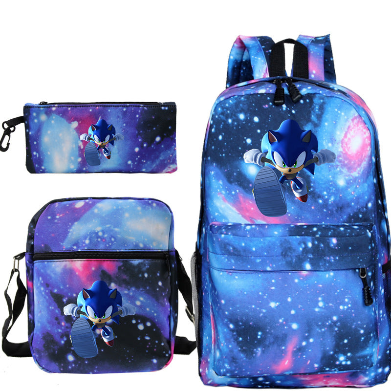 Blue hedgehog pattern backpack