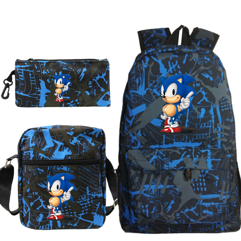 Blue hedgehog pattern backpack