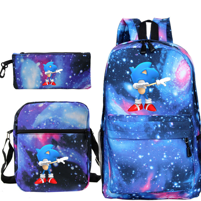 Blue hedgehog pattern backpack