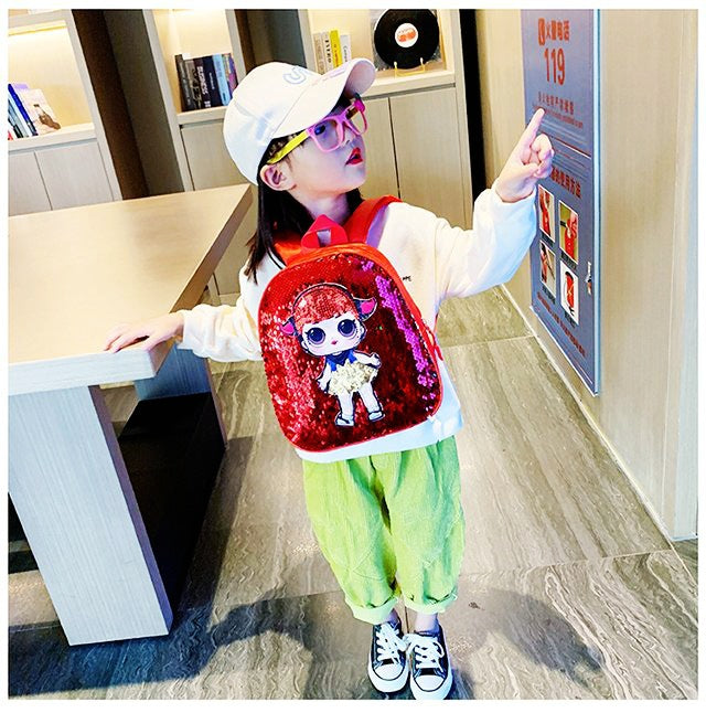 Kindergarten Middle And Small Classes Cartoon Sequins Girls Backpack