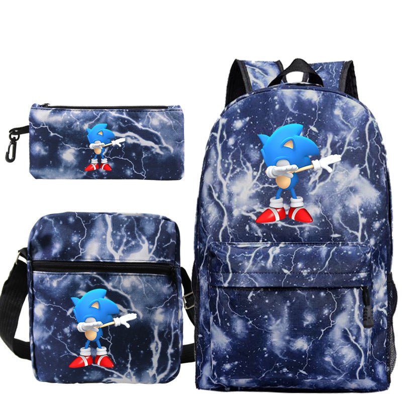 Blue hedgehog pattern backpack