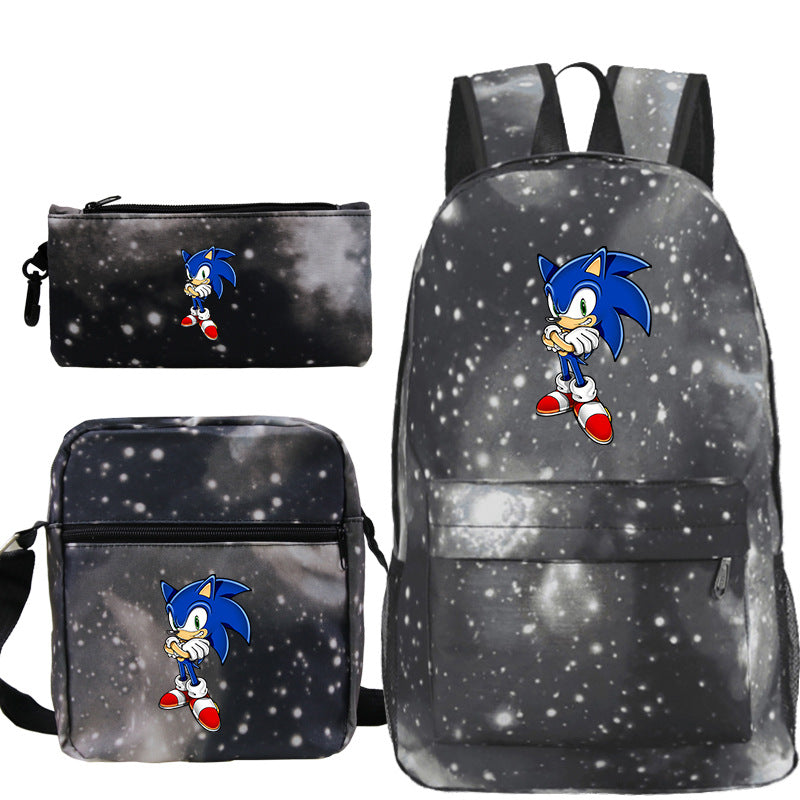 Blue hedgehog pattern backpack