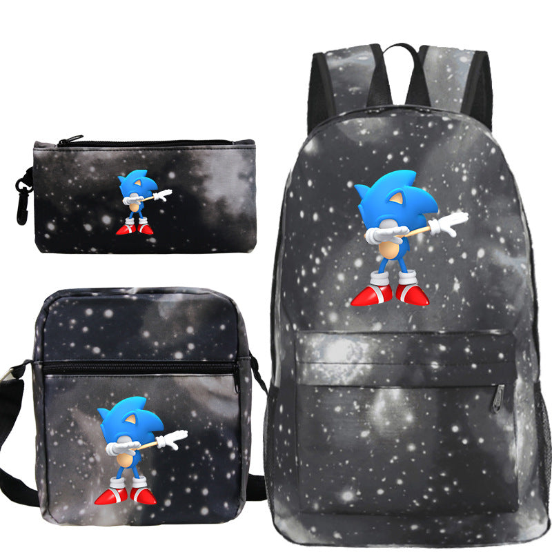 Blue hedgehog pattern backpack