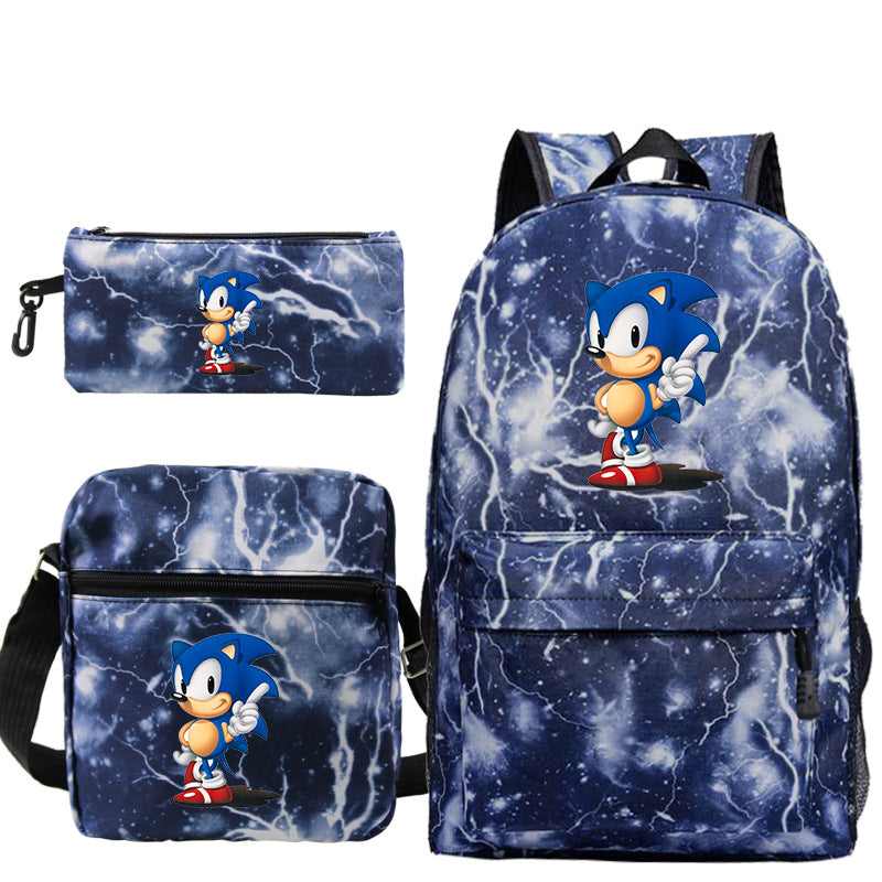 Blue hedgehog pattern backpack