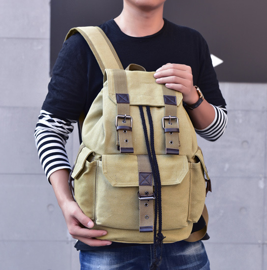 Influx street canvas backpack unisex backpack retro leisure travel bag large capacity bag