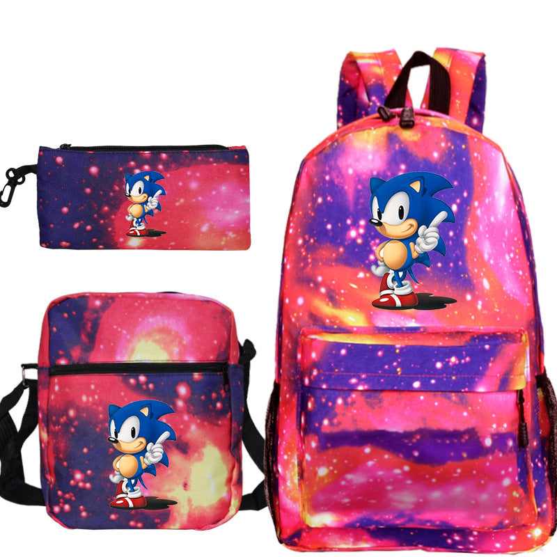 Blue hedgehog pattern backpack