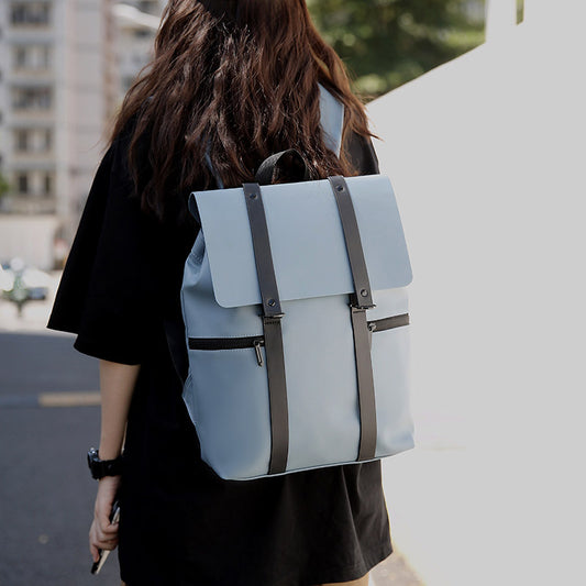 Simple Solid Color Backpack Sen Casual Functional Student Backpack